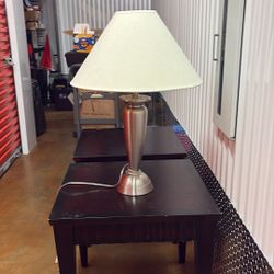 Two Matching Silver Lamps