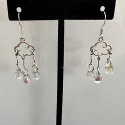 Dangle Cloud With Crystal Rain Drop Earrings 