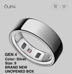 Oura Ring, Gen 4, Silver, Size 9 with cable & charger
