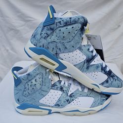Jordan Air Jordan 6 Retro Blue Tie Dye Lace-Up Cushioned Men's High Top Sneaker, size 7M