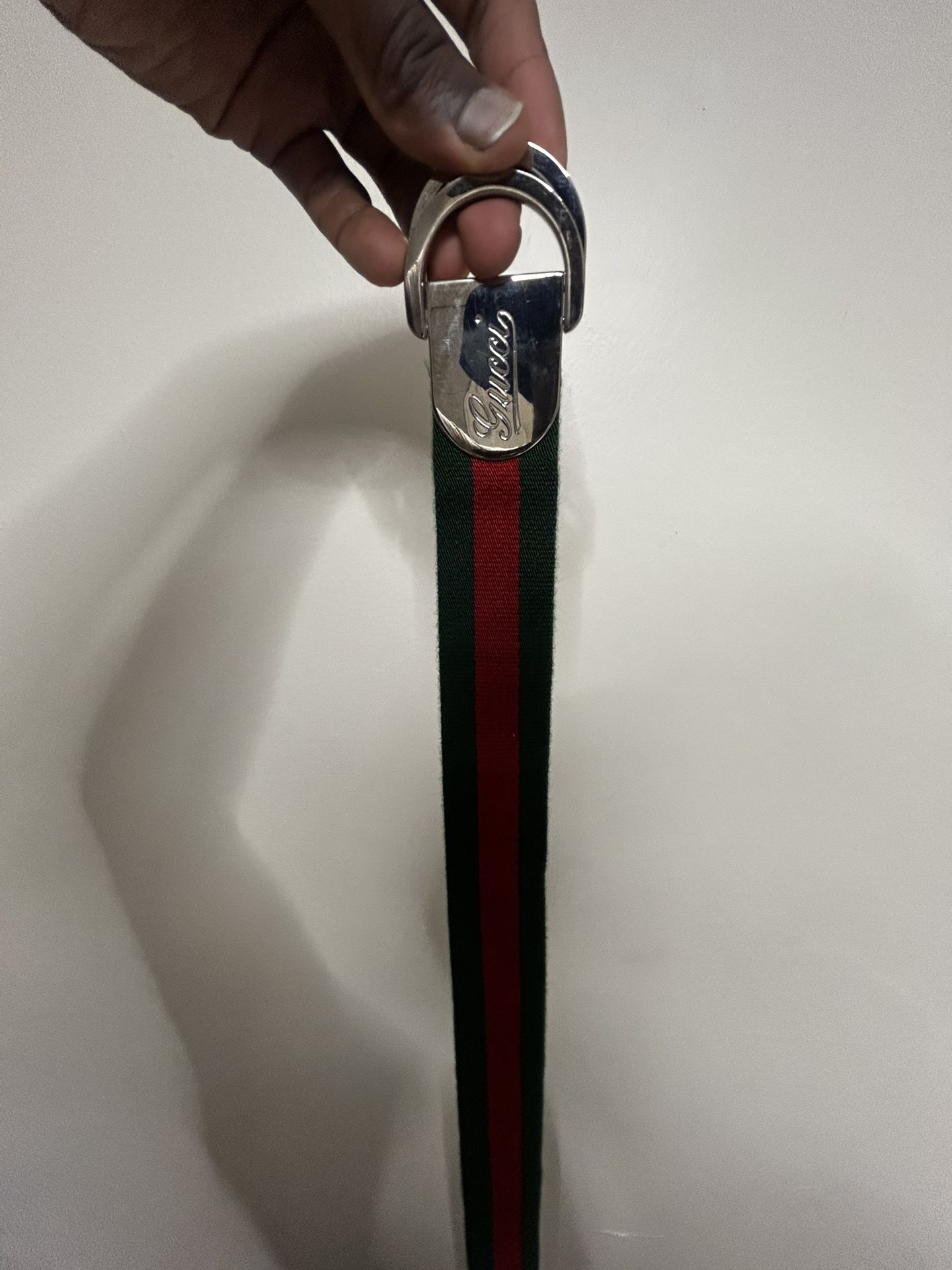 Gucci Logo Engraved Web Signature Buckle Belt