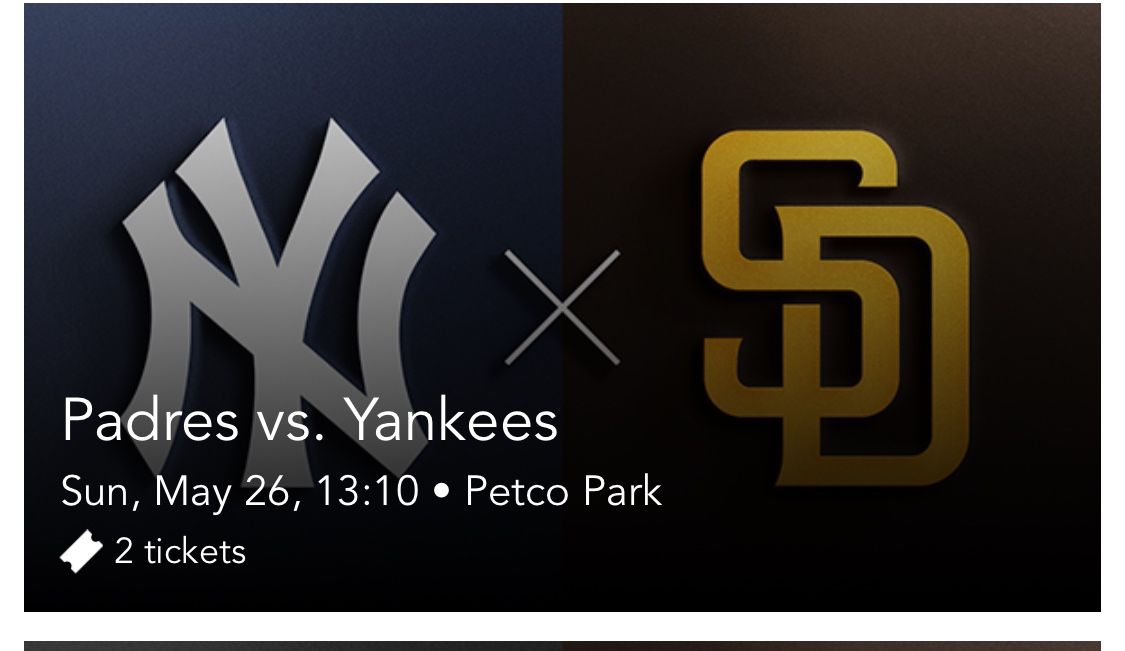 Padres/Yankees Sun 5/26 Sec 115 $175 Each