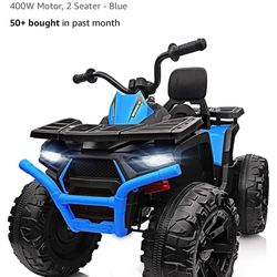  Atv Kids ATV 4 Wheeler, 24V Ride On Toys Car for Big Kids with 400W Motor, 2 Seater - Blue