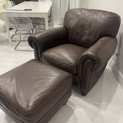 Beautiful Leather Chair & Ottoman - Great Condition - Originally $1599.   Asking $750