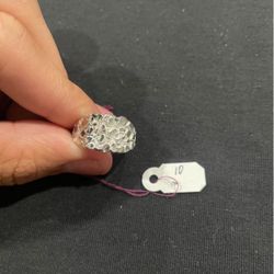 925 Silver Nugget Ring With Diamond Cut
