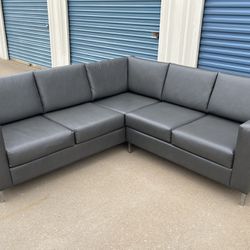 Gray Faux Leather Sectional