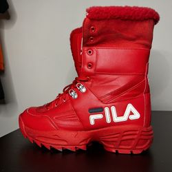 Fila Disruptor Red Boot Fur Womens Winter Boots Triple Red Women