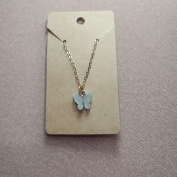 Butterfly Necklace ( Silver Glitter)