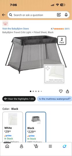 BabyBjörn Travel Crib Light with Fitted Sheet