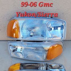 99-06 Gmc Sierra Yukon Headlights Luces Micas Calaveras Faros Faroles Focos Headlamps 
