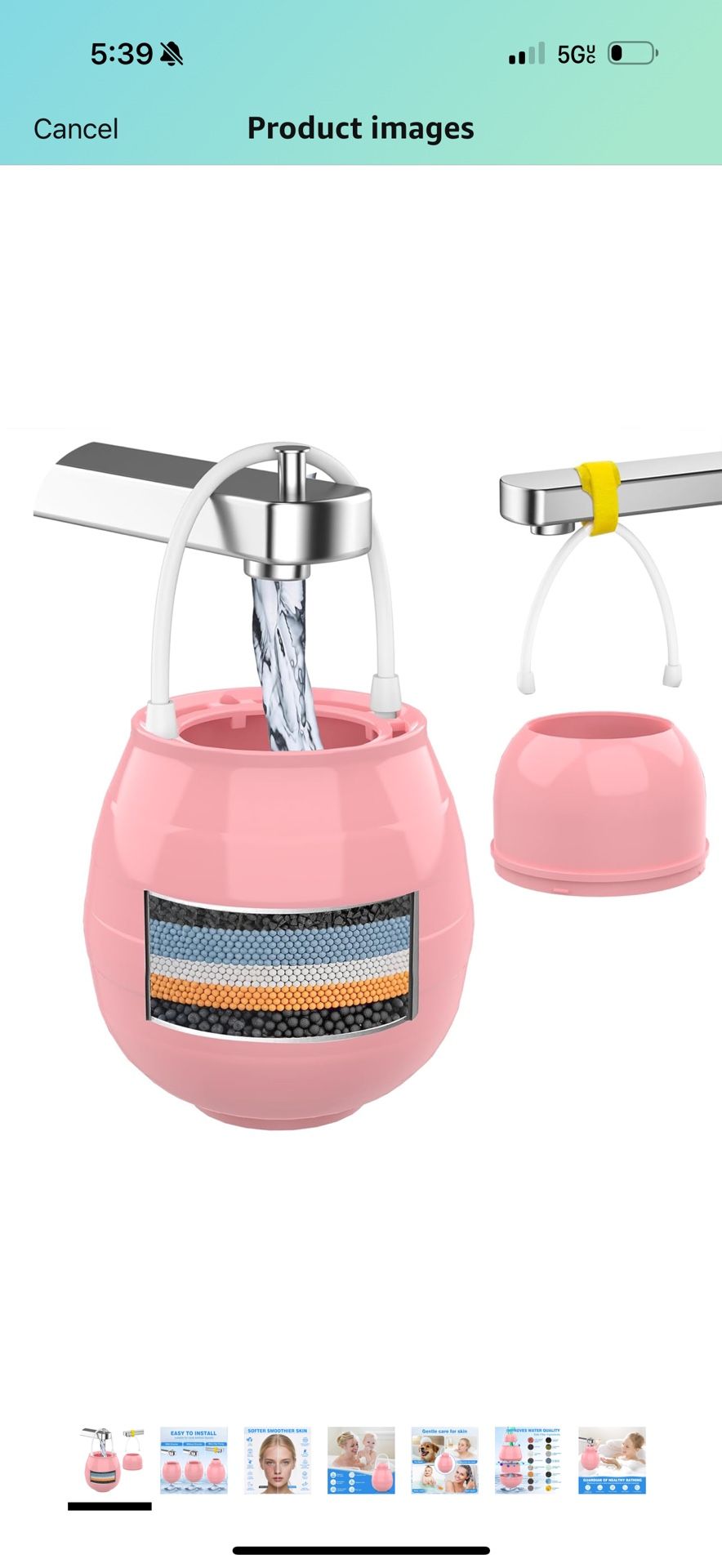 Bath Water Filter for Tub Bathtub Sink Faucet Replacement Parts, 8000 Gallons Filtration|Removes Chlorine, Fluoride & Contaminants, Pink