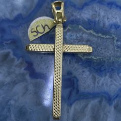 $375 Yellow Gold Cross Religious Charm Pendant