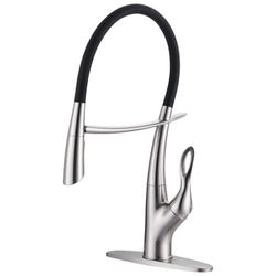 Magnetic Single-Handle Pull Down Sprayer Kitchen Faucet With Deckplate And Water Supply Line