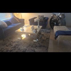 Navy Blue Sofa Set With Coffee Table