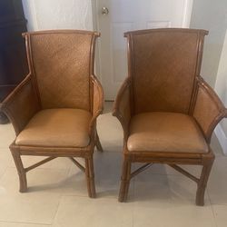 Faux Bamboo Cane Arm Chairs (2)