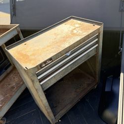 Vintage Chest Tool Cart With Wheels