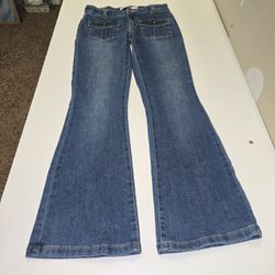Levi's Regular Rise Flare Girls Cargo Pocket Denim Jeans Medium Wash Size 12