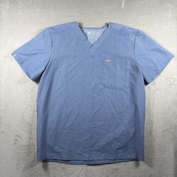 FIGS Technical Collection Men’s Size L Blue Scrub Top Leon Three Pocket #1A