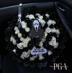 Ghostface Scream-Themed Rose Bouquet