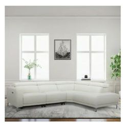 Leather Power Reclining Sectional Ivory Angeline 