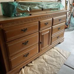 Pine Dresser And Mirror