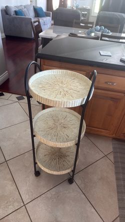 3 tier mother of pearl round cart