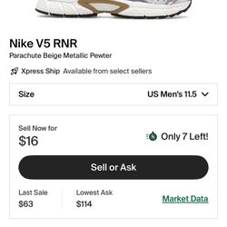 Mens Nike V5 RNR  (Parachute Beige Metallic Pewter)