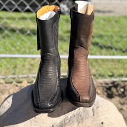 Bota de piel con cierre