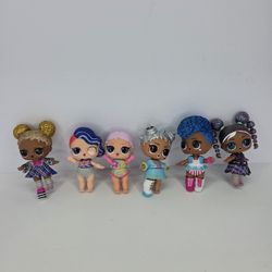 LOL Surprise Mini Dolls Lot of 6 Dolls Miscellaneous W/ Clothes And Shoes