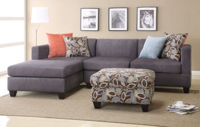 grey microfiber grey sofa grey sectional reversible chaise $449