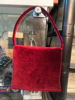 Burgundy velvet classy luxury handbag