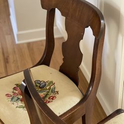 Best Offer…Pair of Antique Empire Fiddle Back Chairs, Original Needlepoint