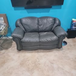 Charcoal Leather Loveseat