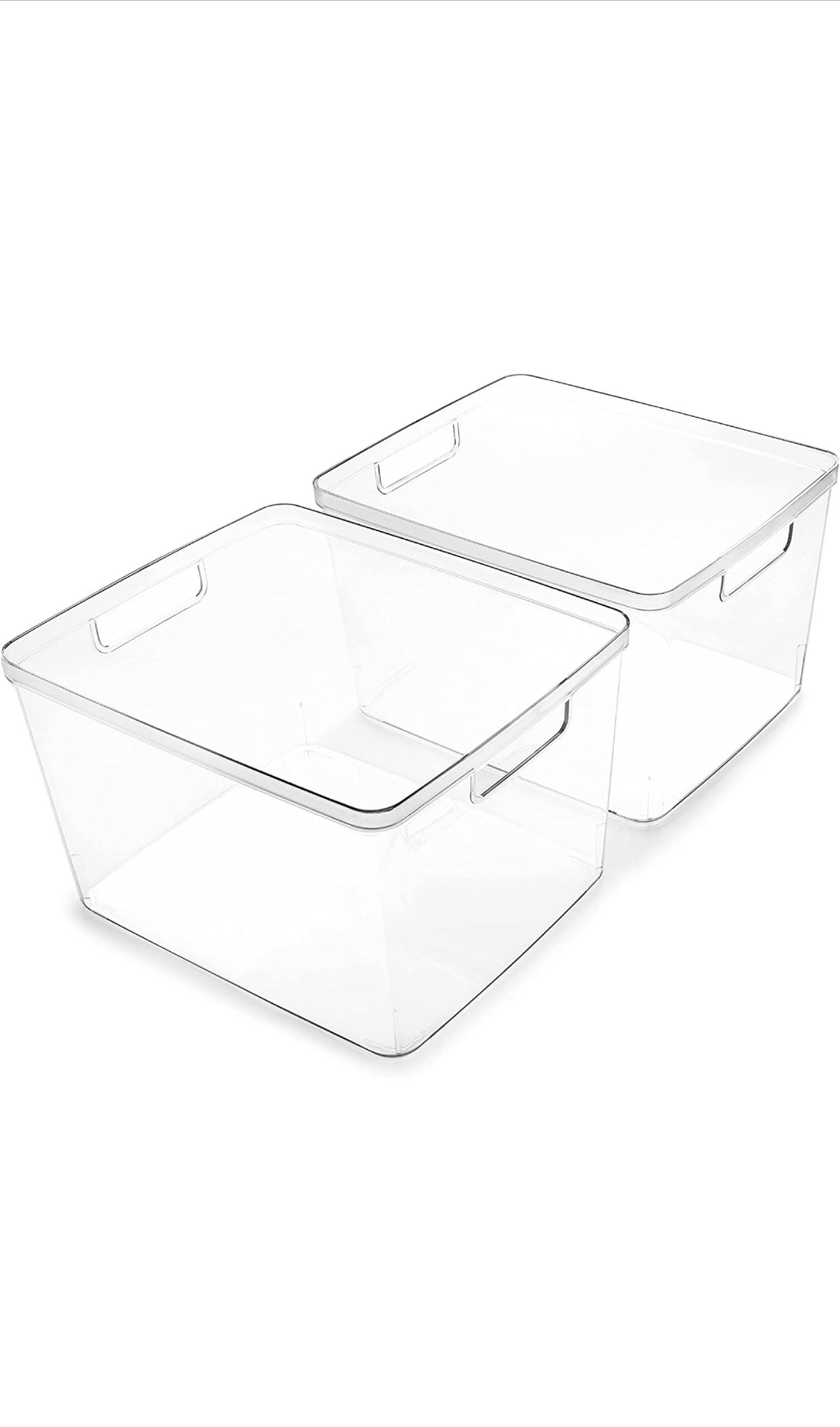 BINO | Plastic Storage Bins, Large - 2 Pack | THE LUCID COLLECTION | Multi-Use Organizer Bins | Built-In Handles | BPA-Free | Pantry Organization | Ho