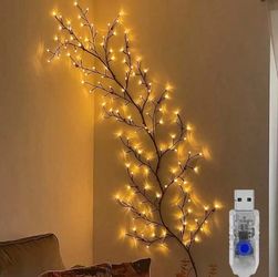 Warm Colored Light Vine Lamp, LED Tree Branches Rattan Decoration Lights, USB Powered Room Ambience Light, Wall Light, Christmas Party Decoration, Sui