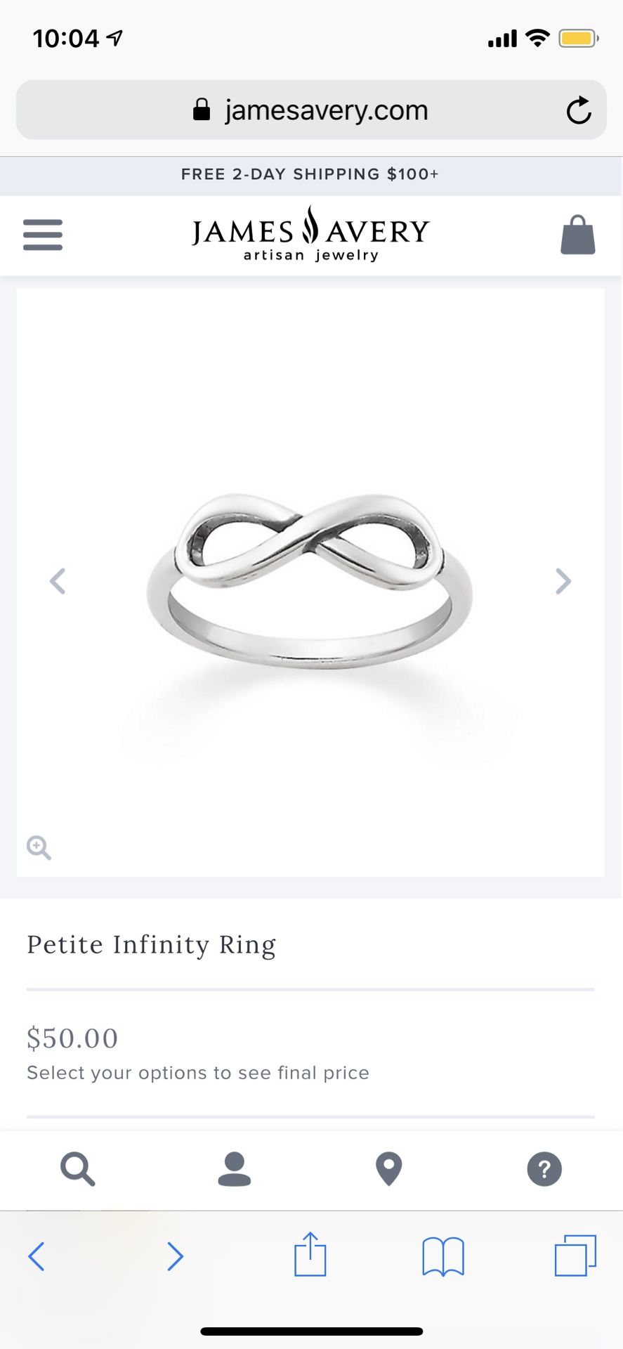 James avery petite infinity ring deals