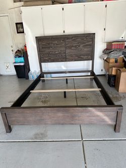 Queen bed frame and matching night stand.