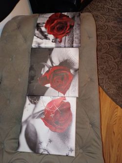 3 rose canvas art