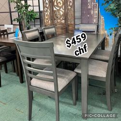 7 Piece Solid Wood Dining Table Set  // November Sale 
