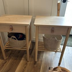 Real Birch Wood Nightstands (2). $100 For Both