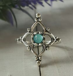 Bohemian Ring with Crystal, Size 7