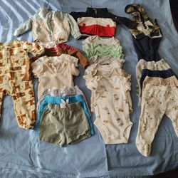 LOT OF BABY BOY CLOTHING SIZE 6 & 6-9 MONTHS