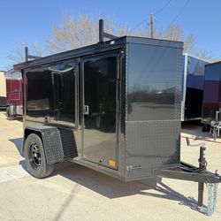 2026 New 4x8 SA Screwless Enclosed Tailgating Trailer | Blackout | Spoiler Package | 4'6" Interior | Barn Doors | .08 Polycor | Dexter Axle | 1008 (Bl