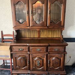Antique Solid Wood Buffet China Cabinet 