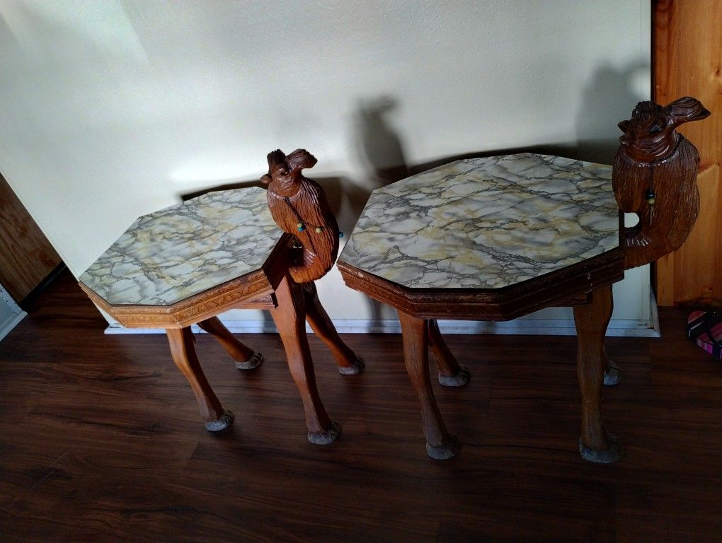 Hand Carved Camel Tables From Turkey Antiques