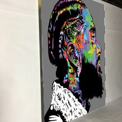 Canvas wall decoration 30”x42”. Brand new we can make it in different sizes, from  4.5”x4.5” to 30”x66”, Wood frame and sprayed with glossy clear coat