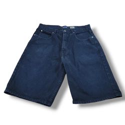 Vintage Anchor Blue Loose Shorts Size 32 W32" x L11" Y2K Jorts Denim Jean Shorts Men's Shorts Measurements In Description 