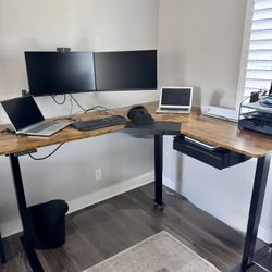 Large Standing L-Shaped Desk - 75” x 63”  - Electric Motor - VIVO