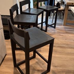 Pottery Barn Folsom Counter Stools (Set of 4) – Black Wood