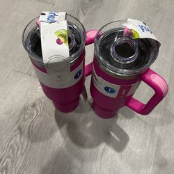 Cirkul 40oz All-Day StrawSip Double-Wall Insulated Stainless Steel Tumbler with Handle, Brink (Bright Pink)